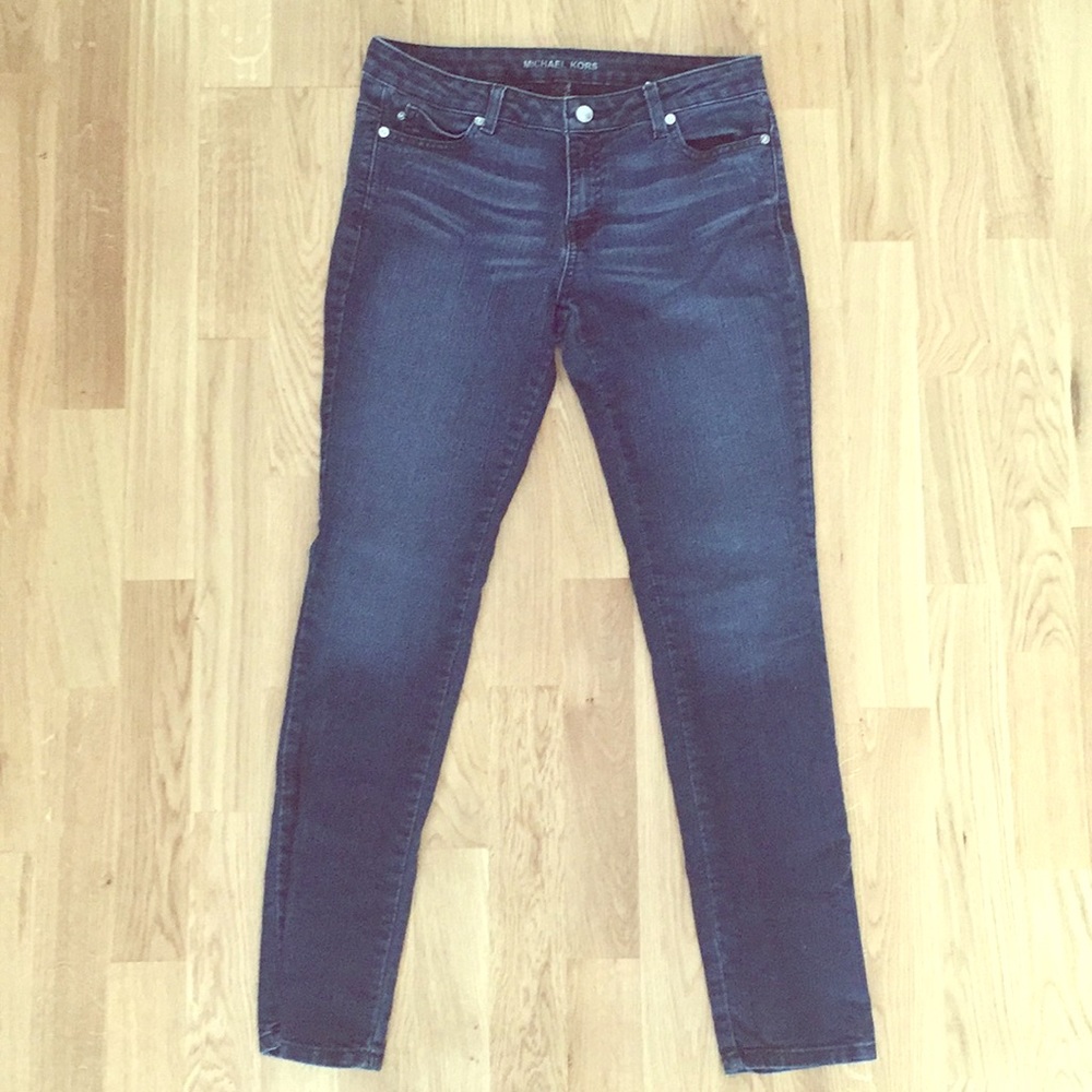 Michael Kors Blue Dark Wash Jeans W/ Fading